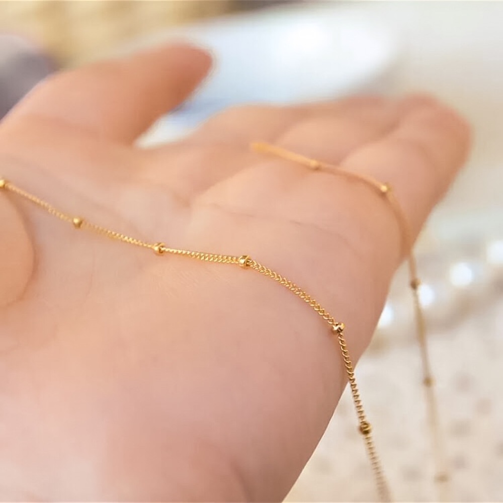 ⚜️𝟯𝟬%𝗢𝗙𝗙 𝗯𝘂𝗻𝗱𝗹𝗲𝘀 𝟯+⚜️ NEW Thin Beaded Chain Stainless Steel Bracelet - Picture 6 of 15